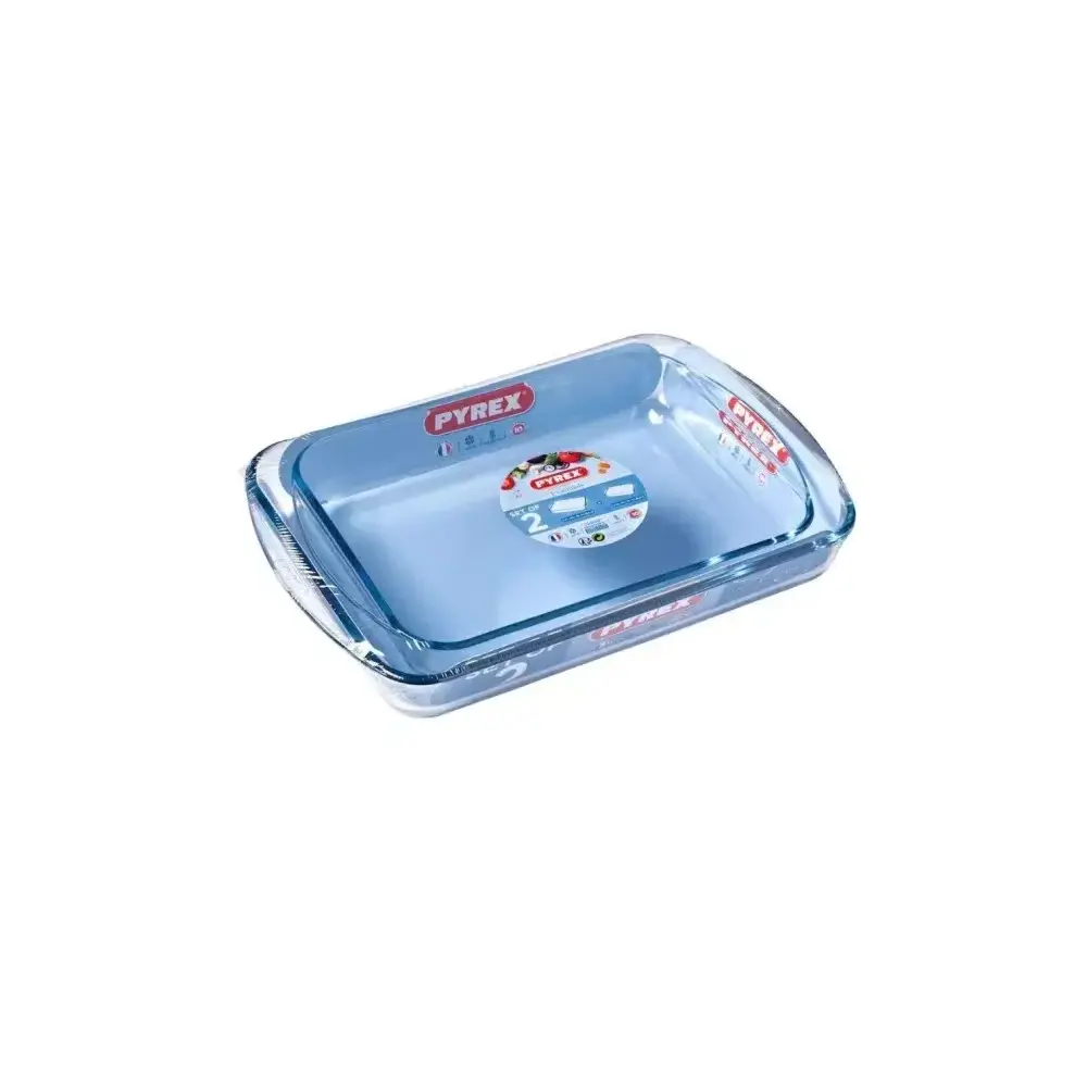 Set 2 Pirofile Rettangolari 2,7 e 3,7 Litri in Vetro Borosilicato Pyre