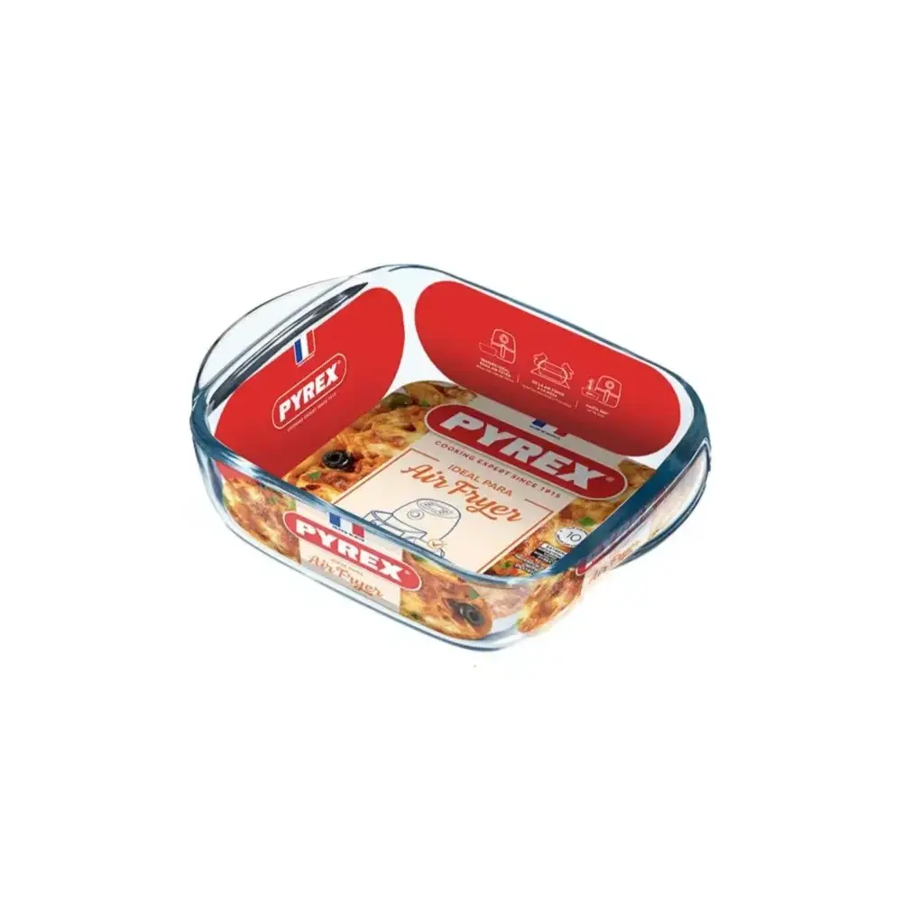 Teglia Quadra 20x17 cm in Vetro Borosilicato per Friggitrice ad Aria P