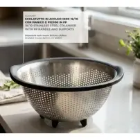 Scolapasta 29 cm Acciaio Inox 18/10 con Manici e Piedini Abert
