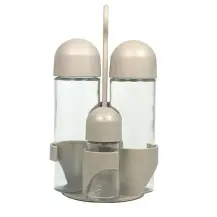 Menage Oliera Jolly 4 Pezzi Olio Aceto Sale Pepe Colore Tortora Abert