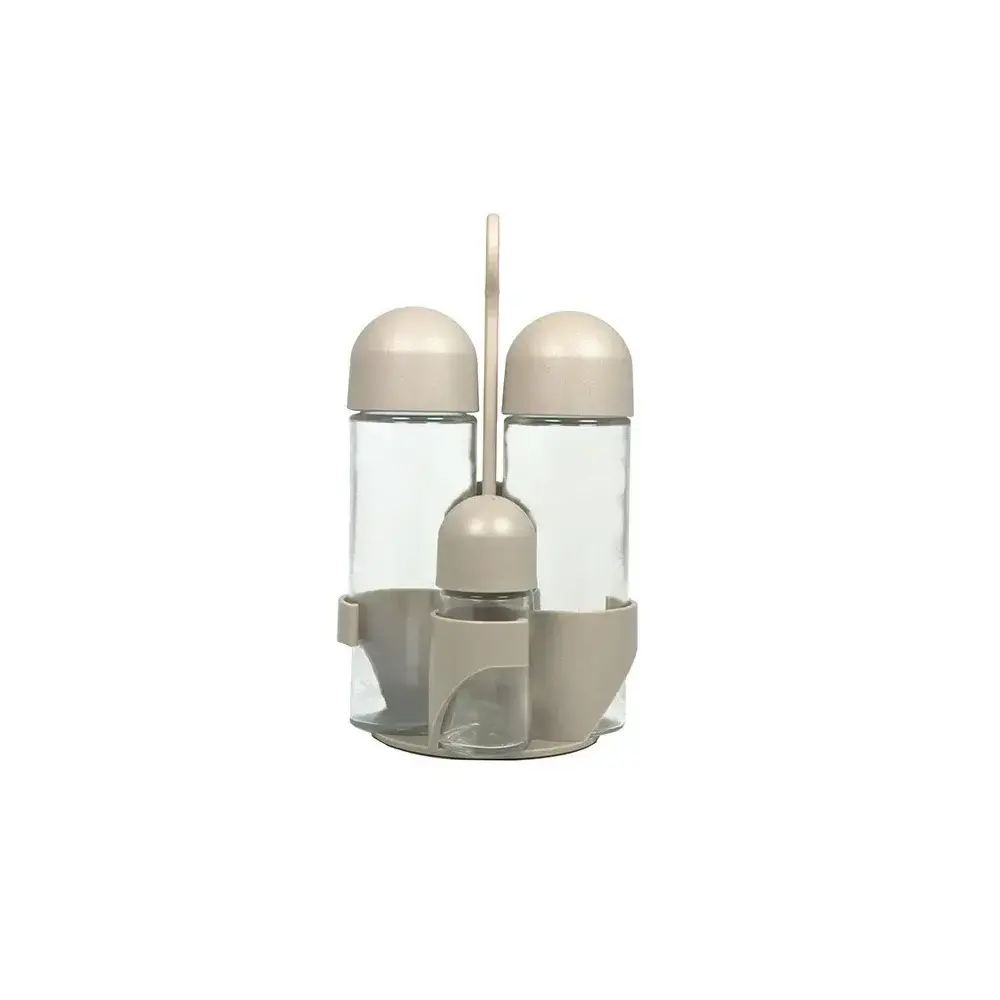 Menage Oliera Jolly 4 Pezzi Olio Aceto Sale Pepe Colore Tortora Abert