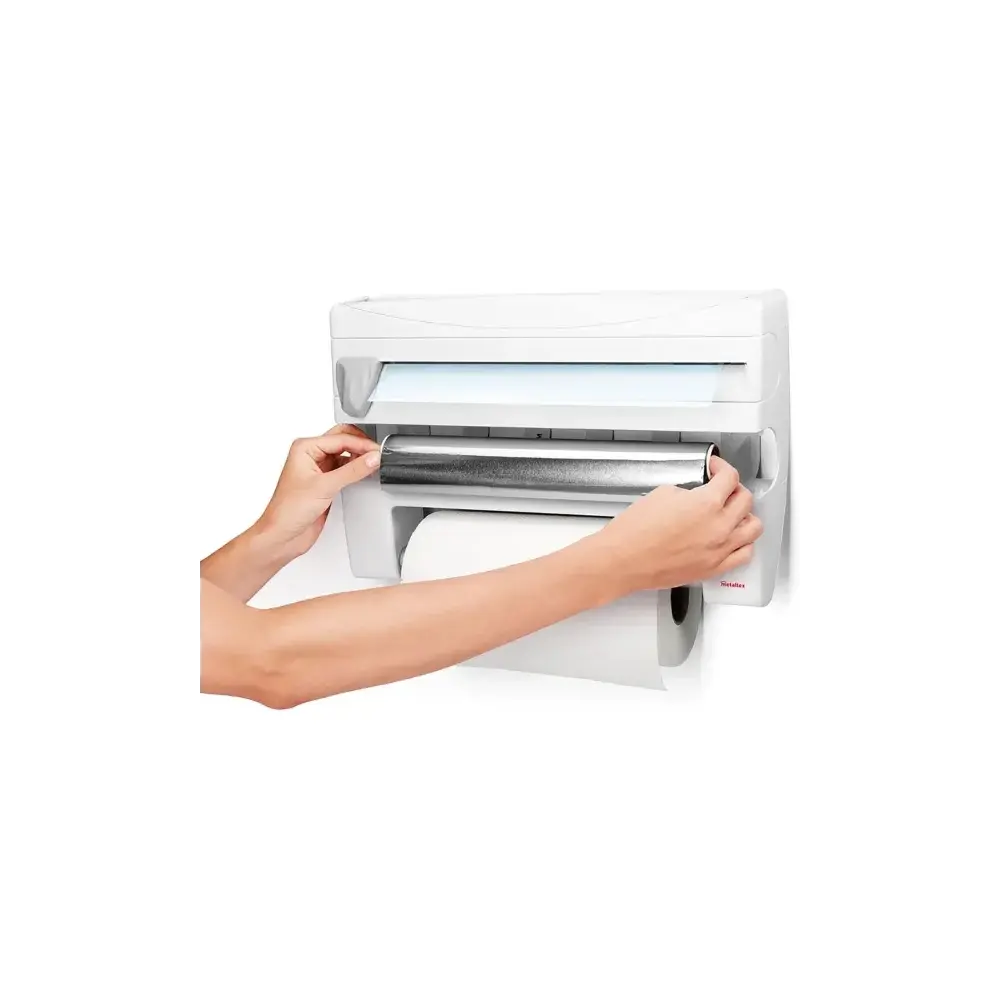 Portarotoli 4 in 1 Roll-n-Roll Carta Pellicola Alluminio Metaltex