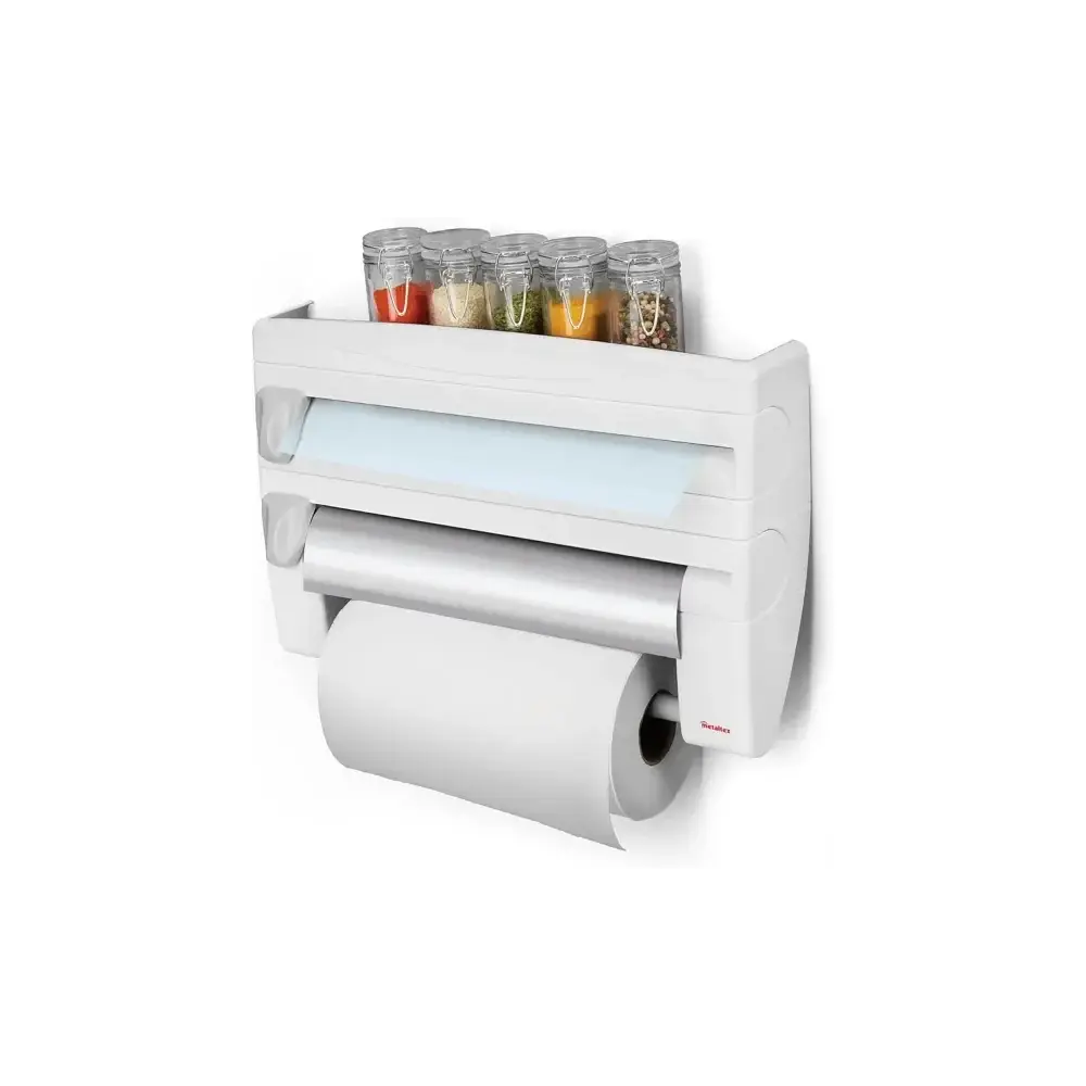 Portarotoli 4 in 1 Roll-n-Roll Carta Pellicola Alluminio Metaltex
