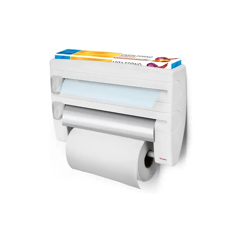 Portarotoli 4 in 1 Roll-n-Roll Carta Pellicola Alluminio Metaltex