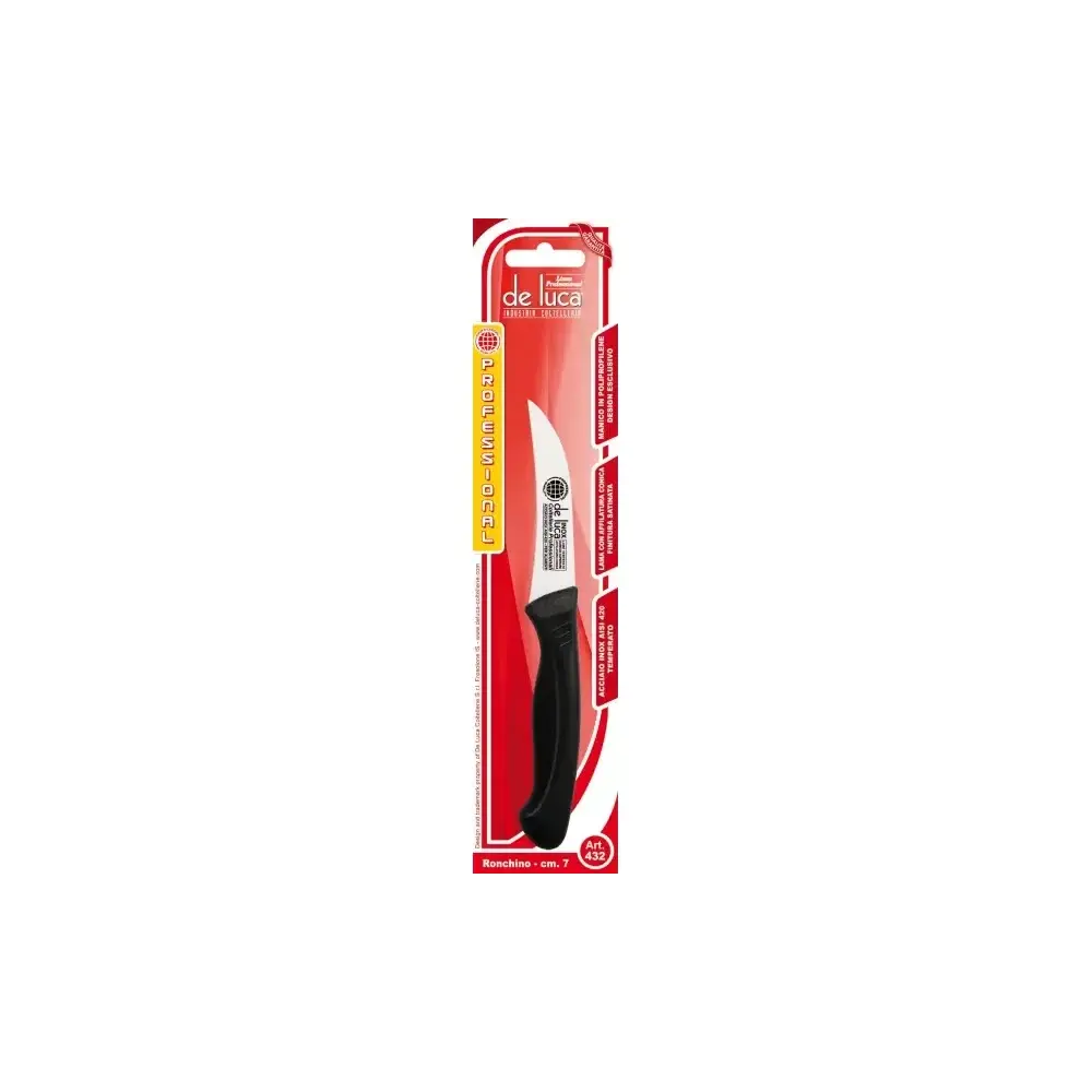 Coltello Ronchino Curvo 7 cm Lama Acciaio Inox De Luca