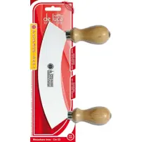 Mezzaluna 22 cm in Acciaio Inox con Manici in Legno De Luca