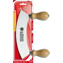 Mezzaluna Piccola 14 cm in Acciaio Inox con Manici in Legno De Luca