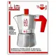 Caffettiera Moka La Moka 1-2 Tazze Alluminio Manico Rosso De Luca