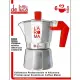 Caffettiera Moka L'Aroma 6 Tazze Alluminio Manico Rosso De Luca