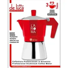 Caffettiera Moka L'Aroma 3 Tazze Rossa per Induzione De Luca