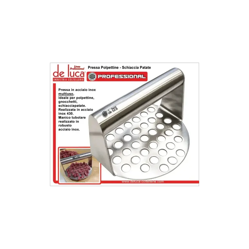 Pressa per Polpette e Schiacciapatate 14 cm Acciaio Inox De Luca