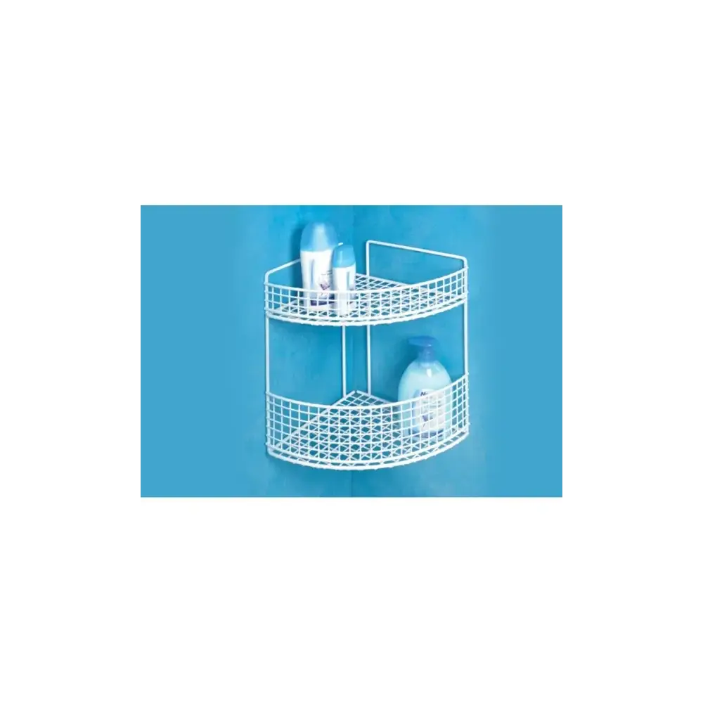 Angoliera Bagno 2 Piani 24x24x33 cm Plastificata Bianca Filtex