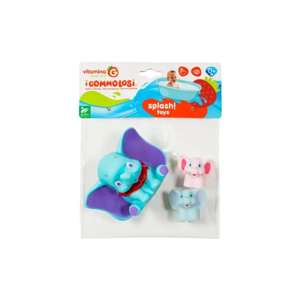 Gommolosi Elefanti Confezione 3 Pezzi Giochi da Bagnetto Vitamina G
