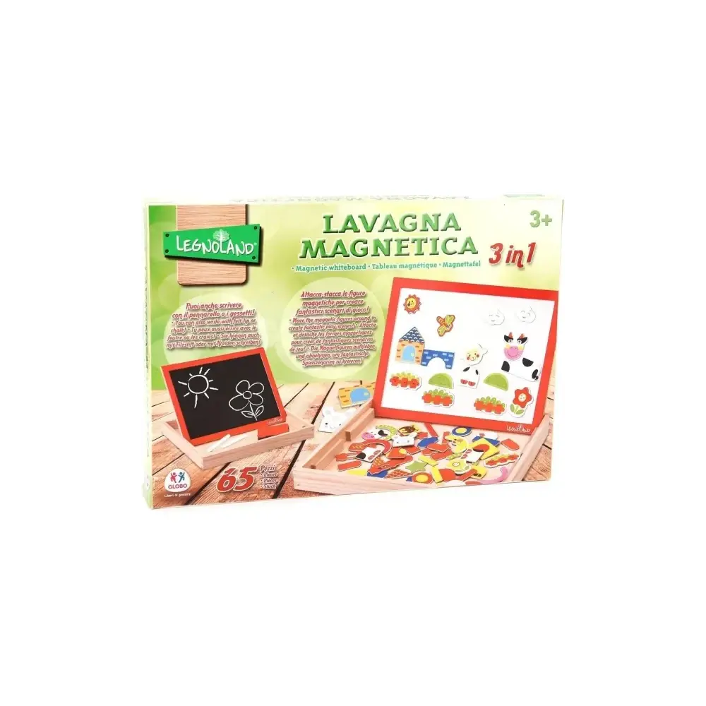Lavagna Magnetica 3 in 1 con 65 Pezzi Legnoland Globo