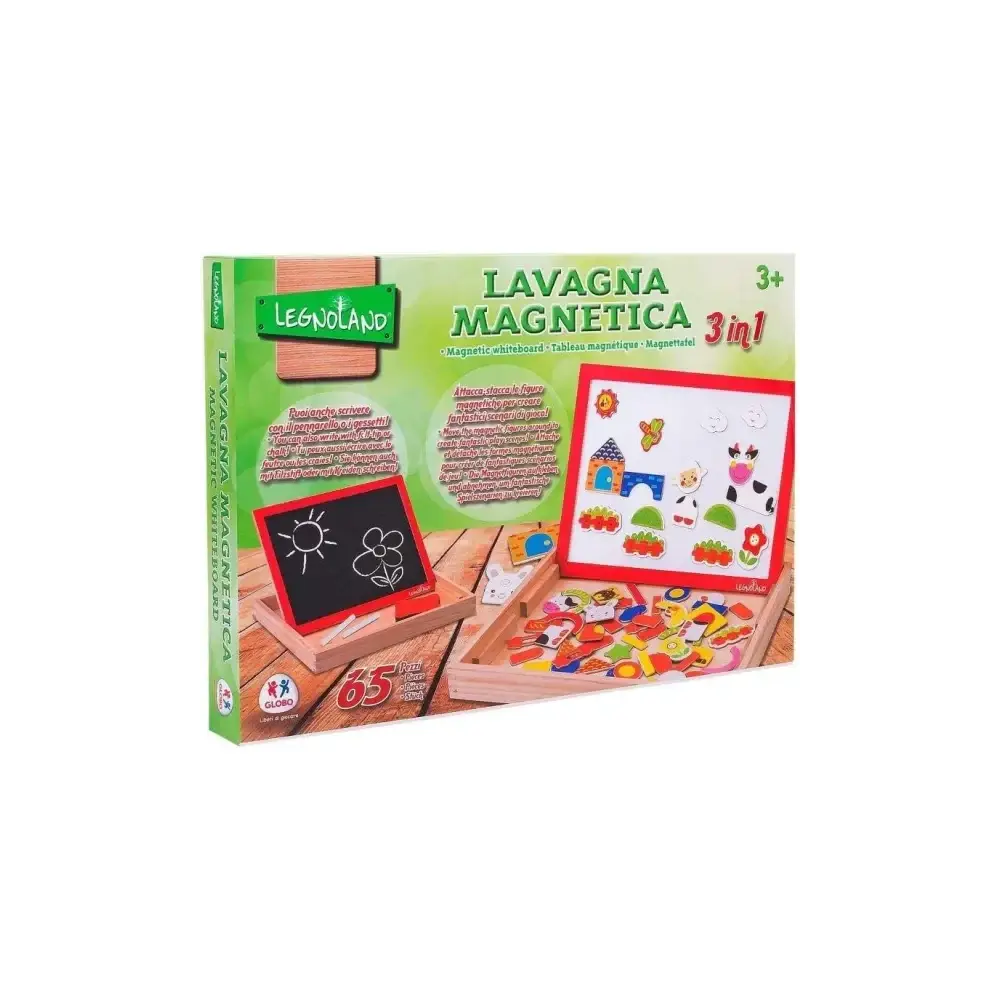 Lavagna Magnetica 3 in 1 con 65 Pezzi Legnoland Globo
