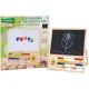 Lavagna in Legno 2 in 1 con Lettere Magnetiche e Pallottoliere Globo
