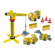 Set Cantiere in Legno con Gru e Mezzi da Lavoro 25x35 cm Globo