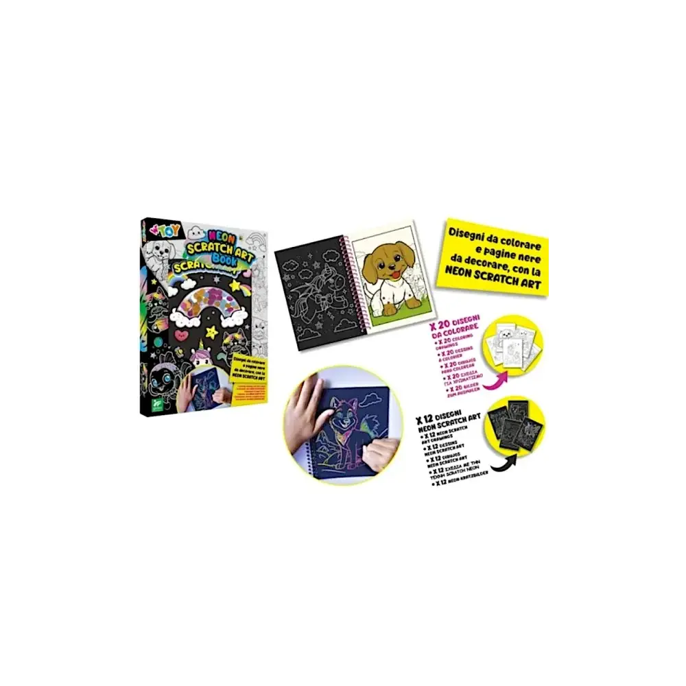 Neon Book Scratch Art Libro da Colorare Globo