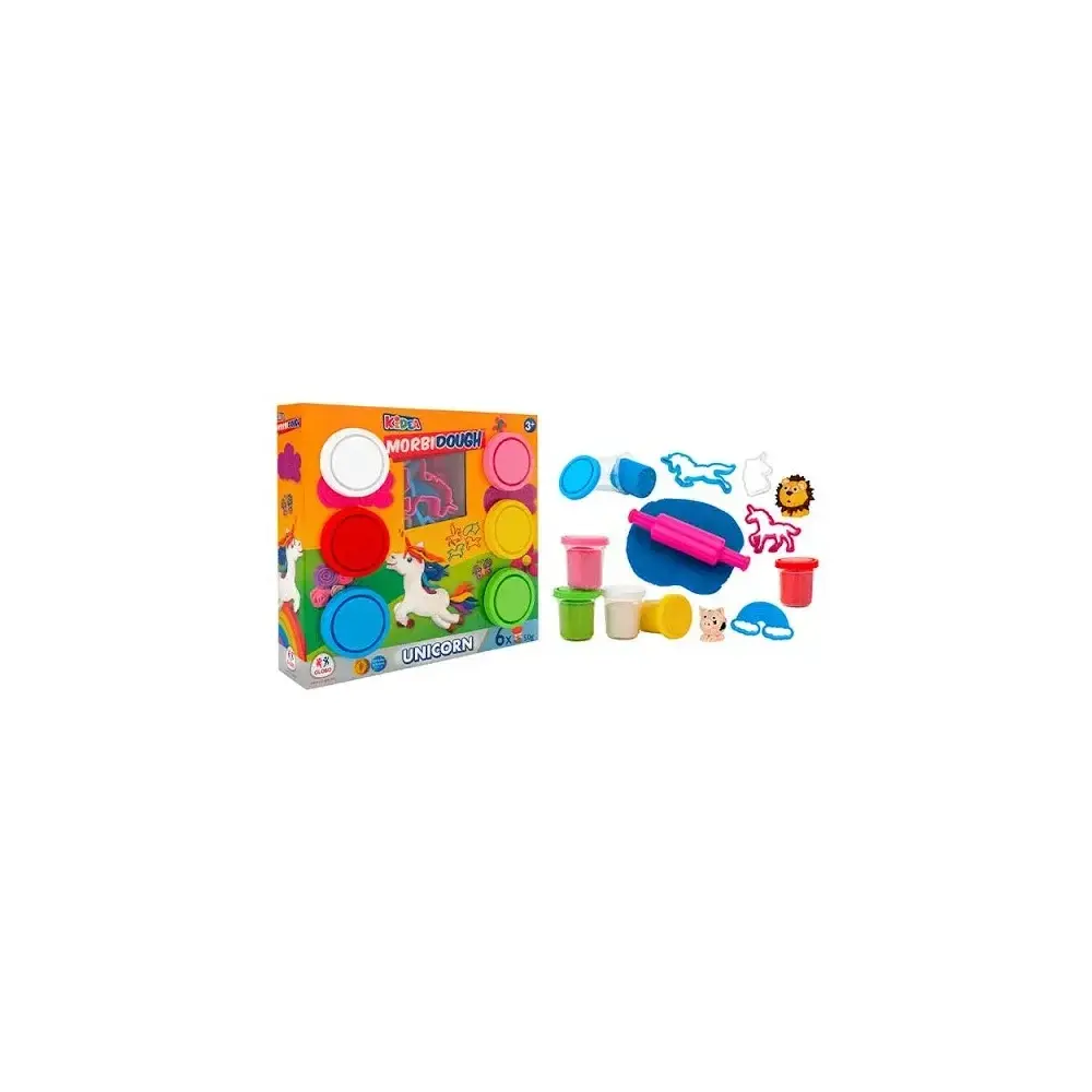 Pasta da Modellare Unicorno 6 Vasetti con Stampini e Mattarello Globo