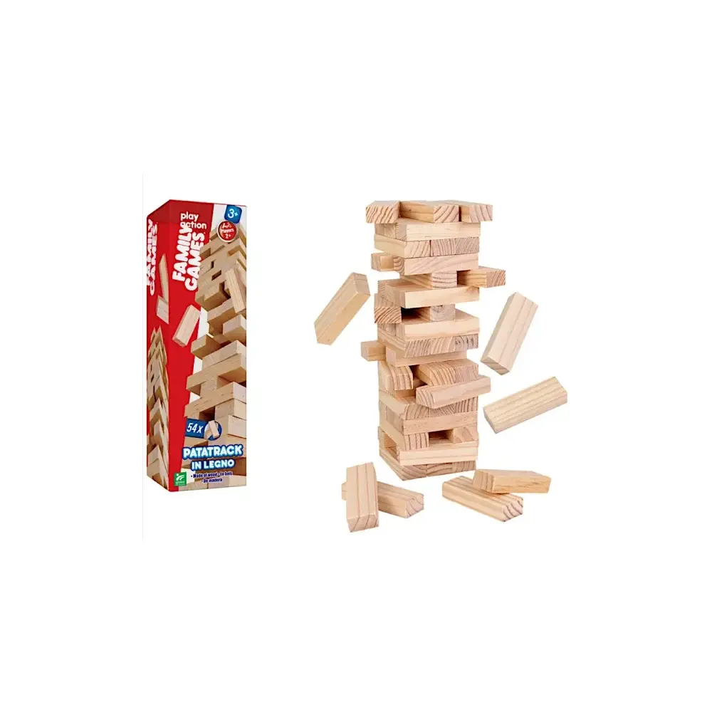 Patatrack Torre 54 Blocchetti in Legno Family Games Globo