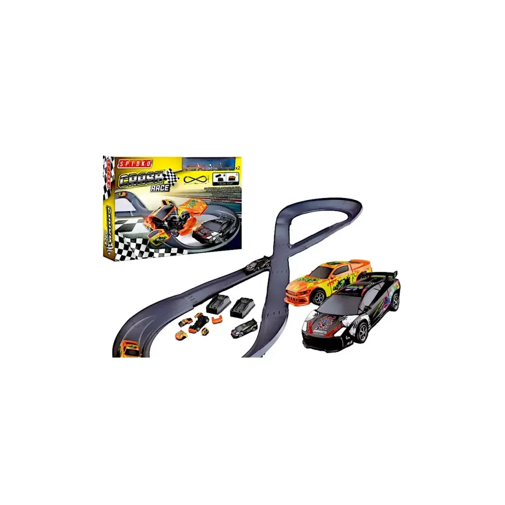 Pista Crash Spidko 190x60 cm con 2 Auto Globo