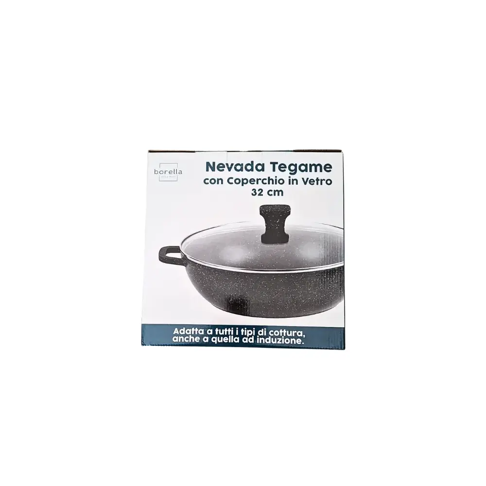 Tegame 2 Manici Nevada 32 cm con Coperchio in Vetro per Induzione