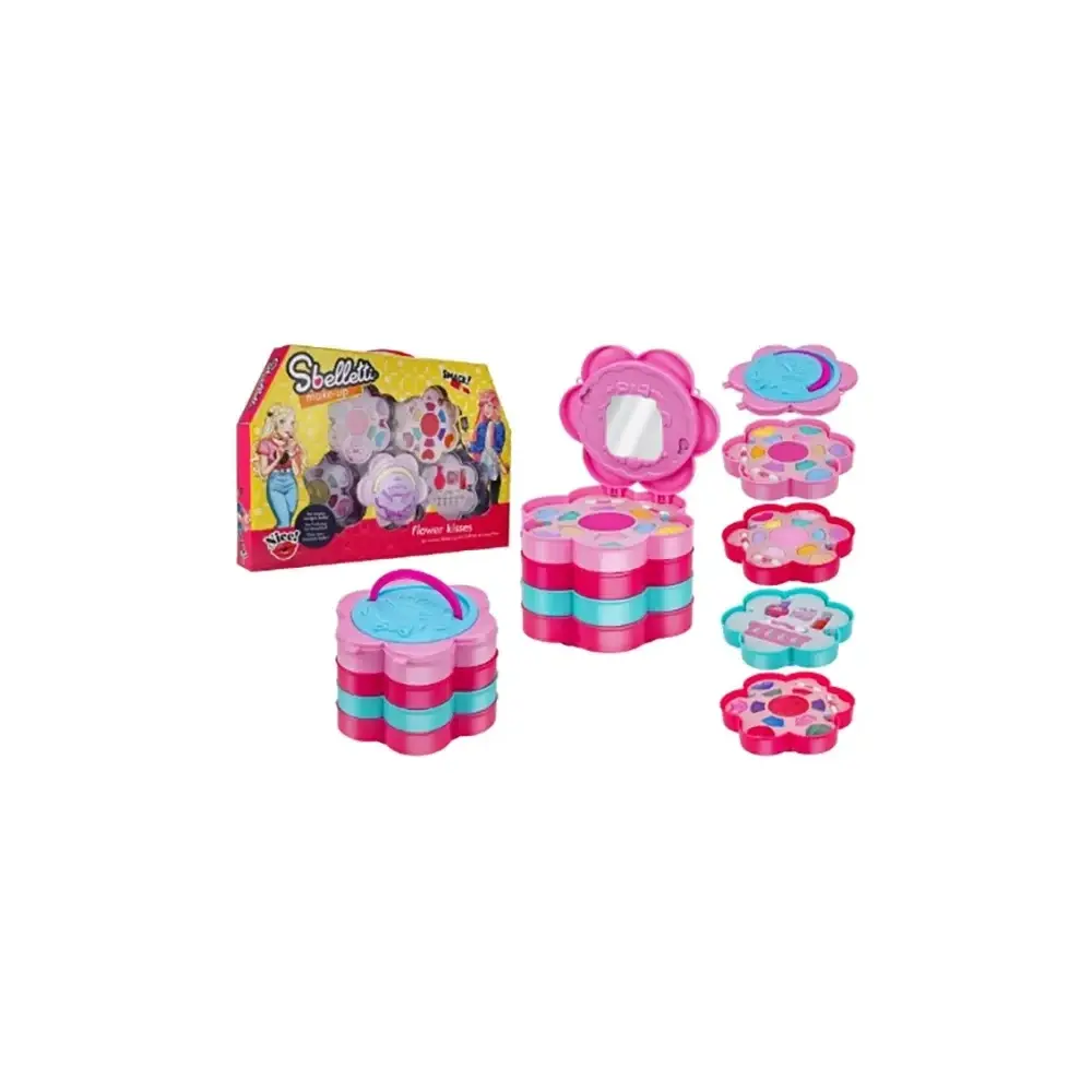 Flower Kisses Maxi Cofanetto Trucchi 4 Livelli con Specchio Globo