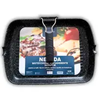 bistecchiera antiaderente nevada 36x24 cm per induzione con manico pieghevole