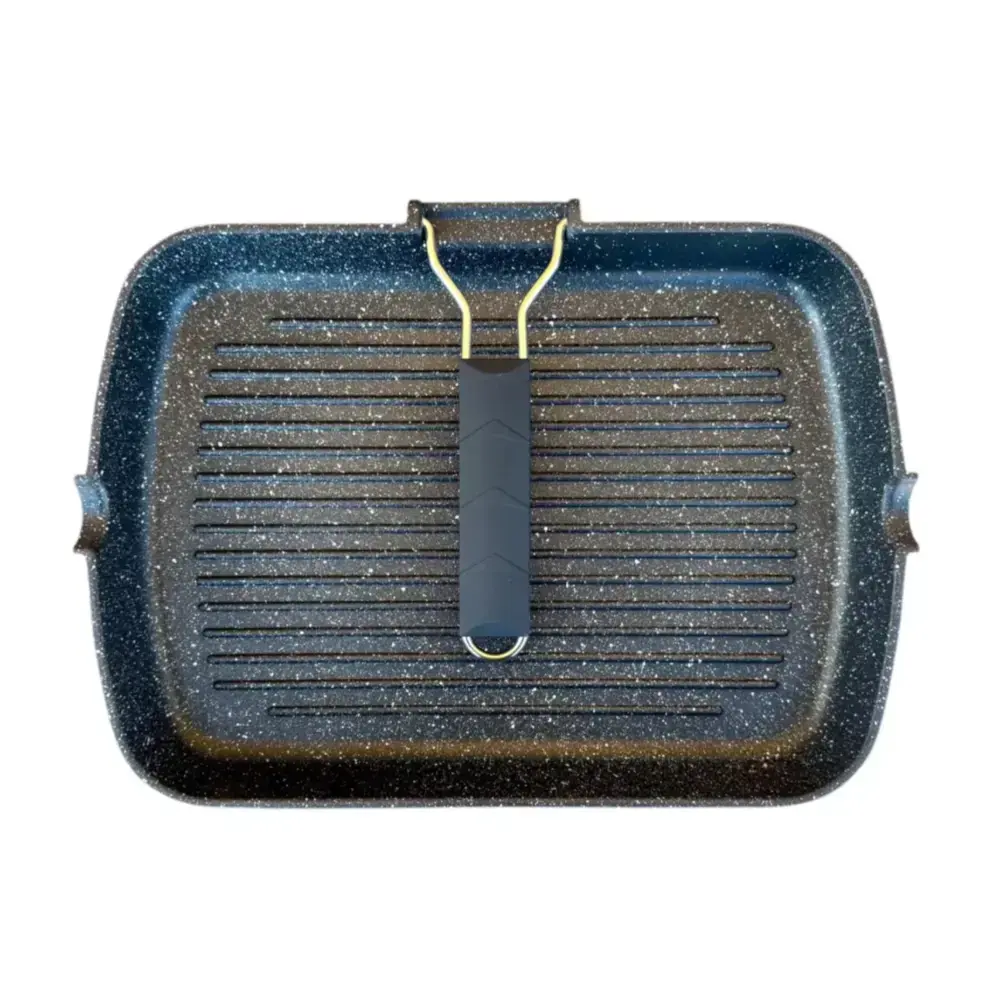 piastra grill nevada 36x24 cm antiaderente manico pieghevole