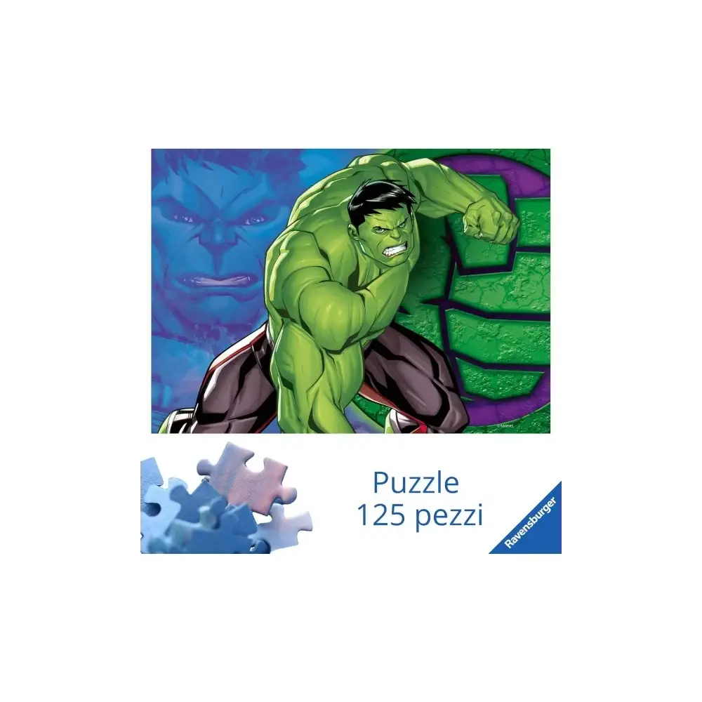 Puzzle Marvel Hulk 125 Pezzi 70x50 Cm in Su Ravensburger