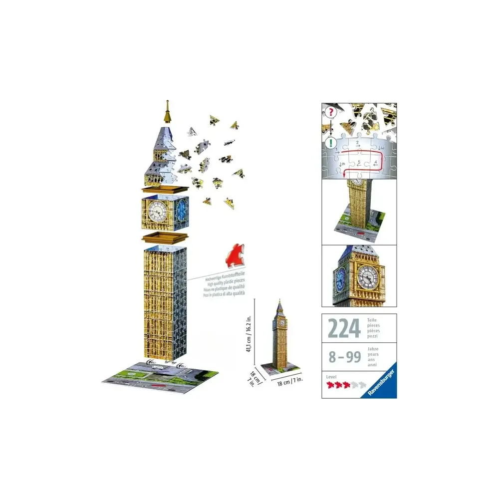 Puzzle 3D Big Ben 224 Pezzi Modello Londra da Costruire Ravensburger