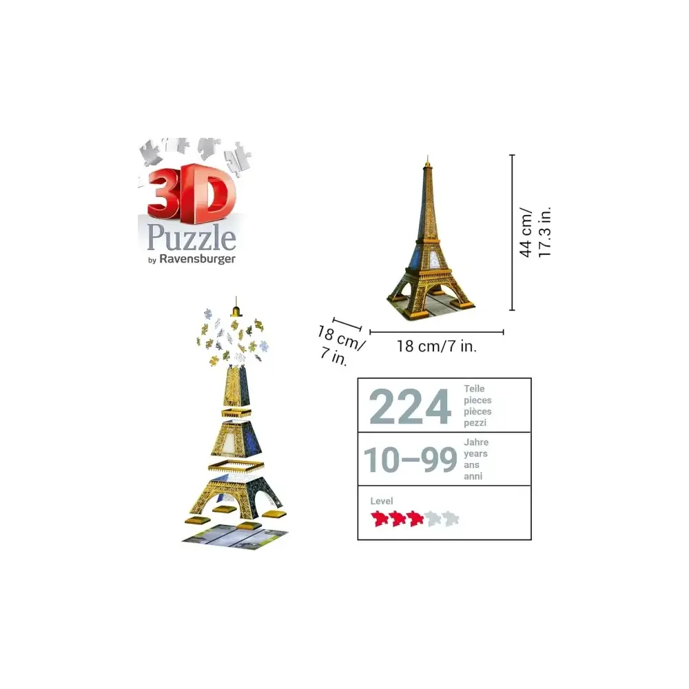 Puzzle 3D Tour Eiffel Modellismo 216 Pezzi e Adulti Ravensburger