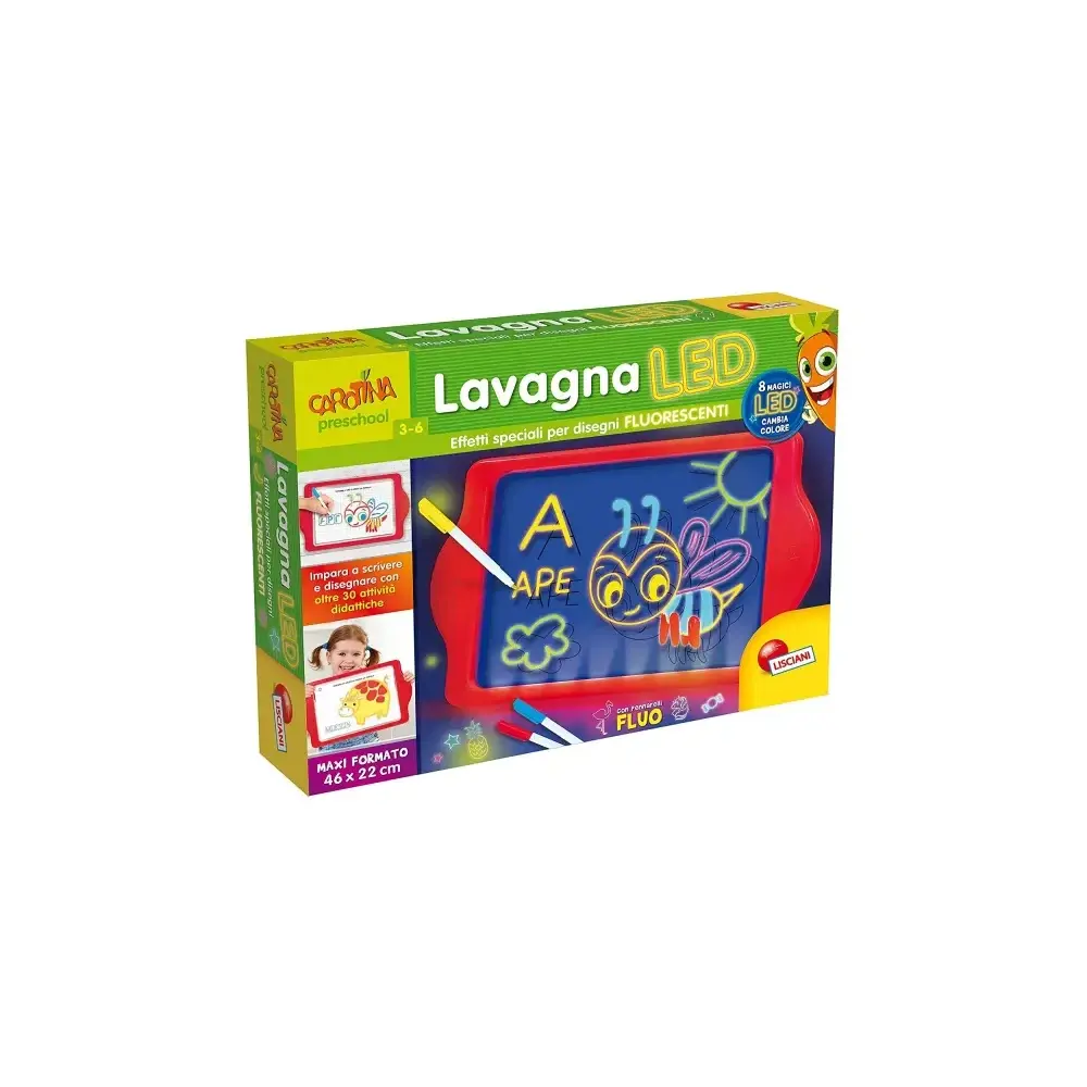 Carotina Lavagna LED Multicolore Maxi Formato 46x22 Cm Lisciani