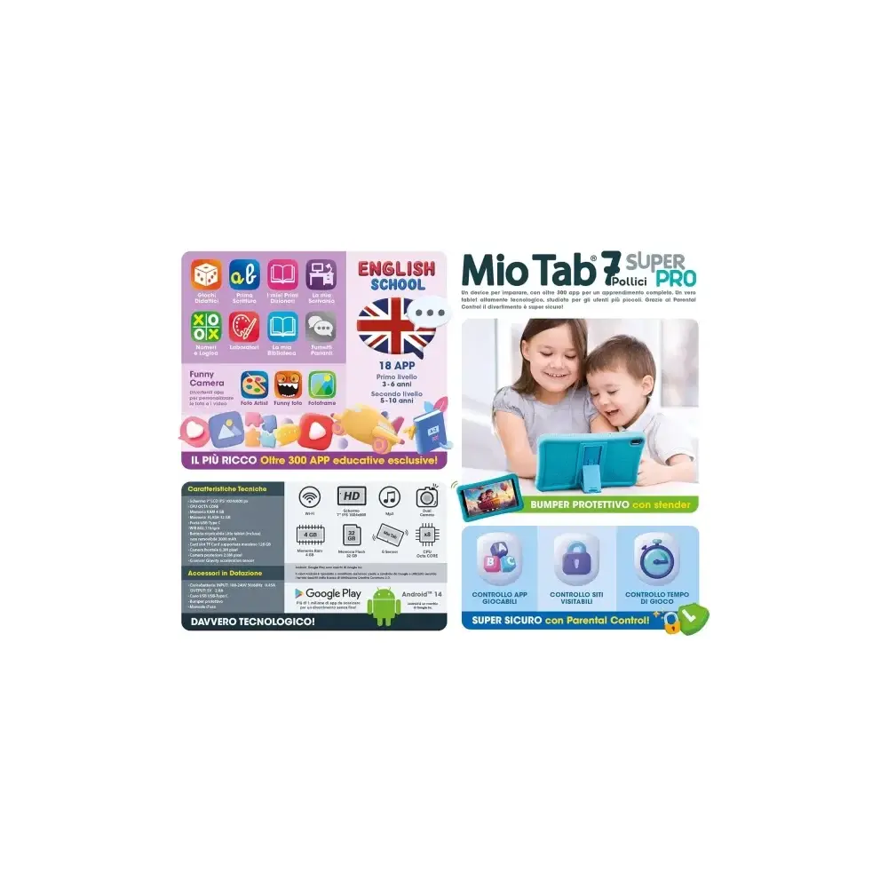 Mio Tab 7 Super Pro Tablet Educativo Schermo 7″ 32 Gb 4 Gb Lisciani