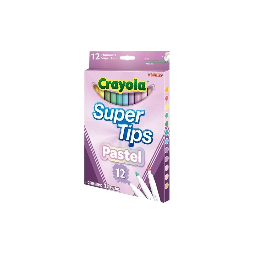 Supertips Pennarelli Lavabili Punta Media 12 Pezzi Colori Crayola