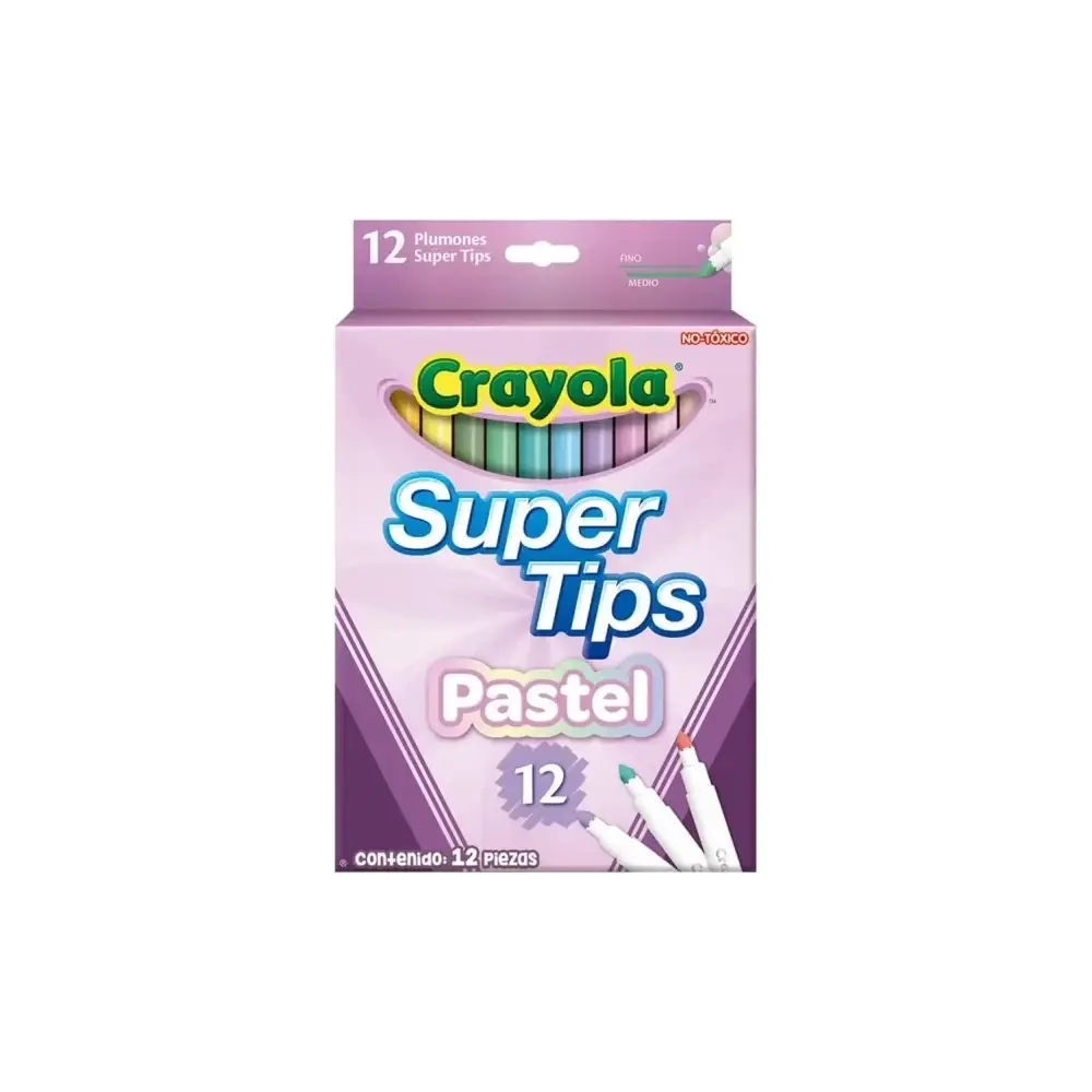 Supertips Pennarelli Lavabili Punta Media 12 Pezzi Colori Crayola