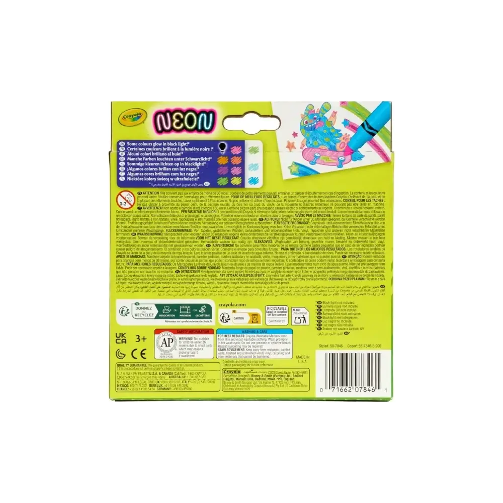 Pennarelli Neon Set 10 Colori Brillanti + Arte Creatività Crayola