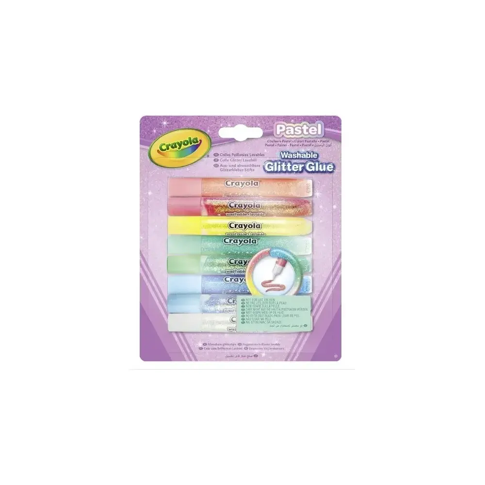 8 Colle Glitter Colori Brillanti Lavabili Crayola