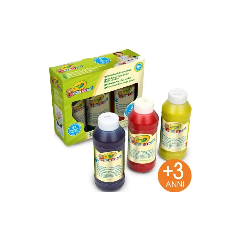 Confezione 3 Tubetti Tempere a Dita 236ml Crayola