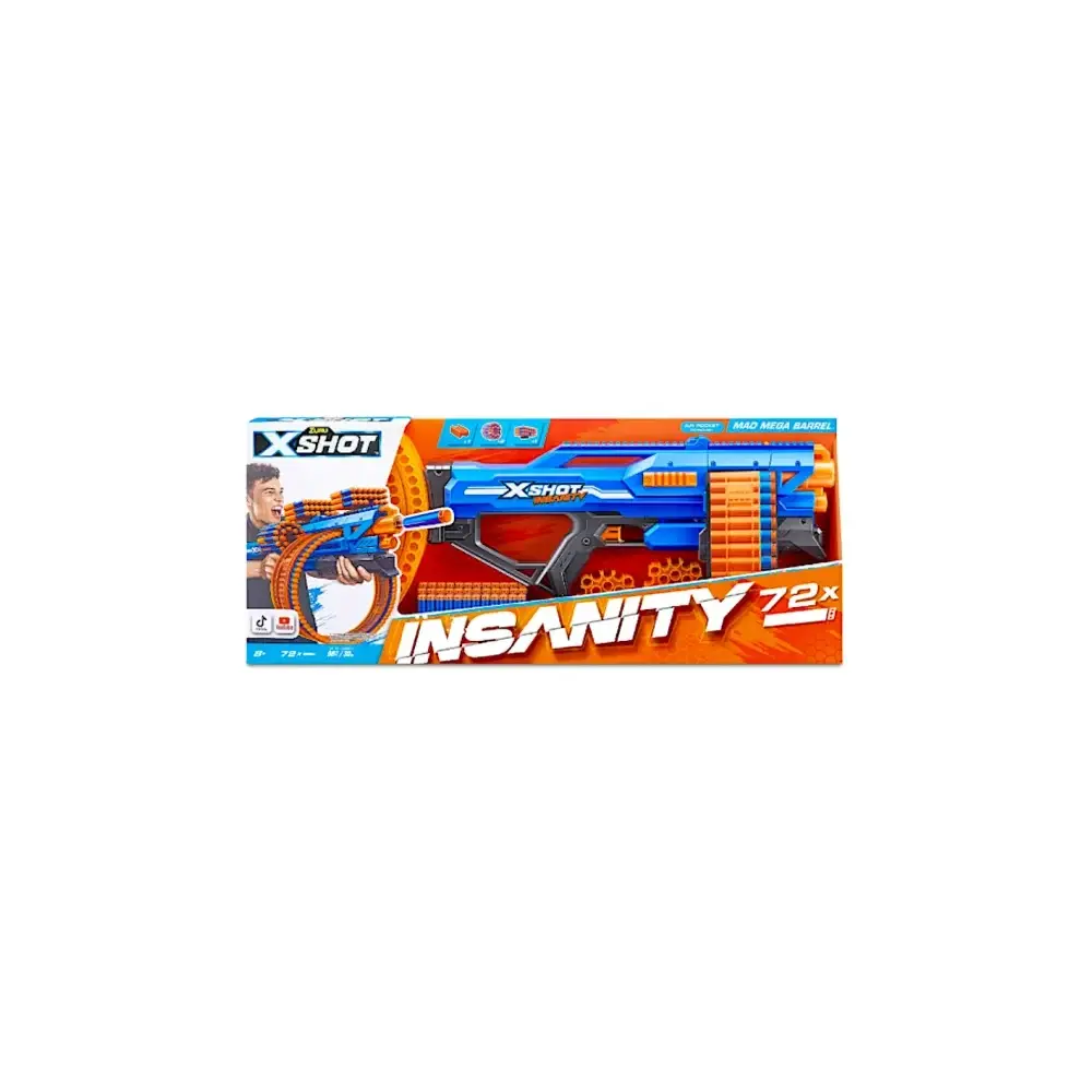 X-Shot Insanity Mega Barrel 72 Dardi Tiro al Bersaglio Zuru