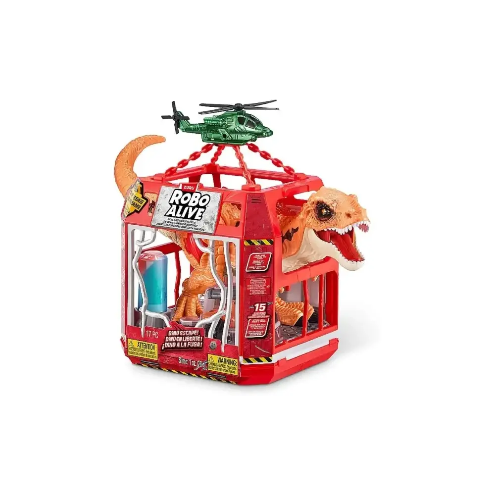 Robo Alive Dino Escape Playset Dinosauro Luci e Suoni Gabbia Zuru