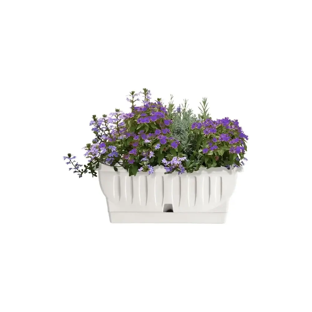 Fioriera Natura Bianca 80 cm con Sottovaso Riserva D’acqua Vaso Bama