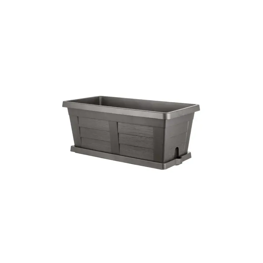 Fioriera in Plastica Trama Legno 80 cm Antracite Bama