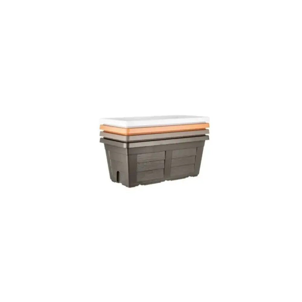 Fioriera in Plastica Trama Legno 80 cm Antracite Bama