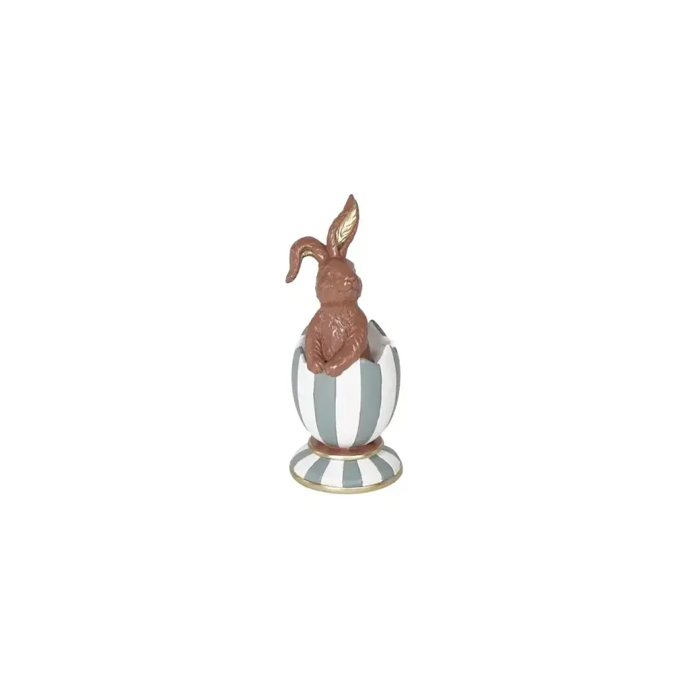 Coniglio Marrone Resina 7x19cm con Uovo New Bi