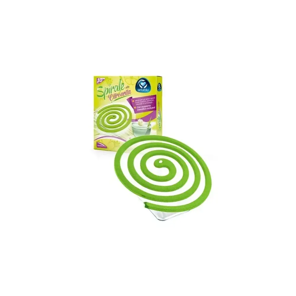 Confezione 10 Zampironi Citronella con Supporto Metallo Seta Blu