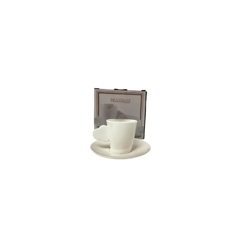 Set 2 Tazzine con Manico a Cuore e Piattino Brandani