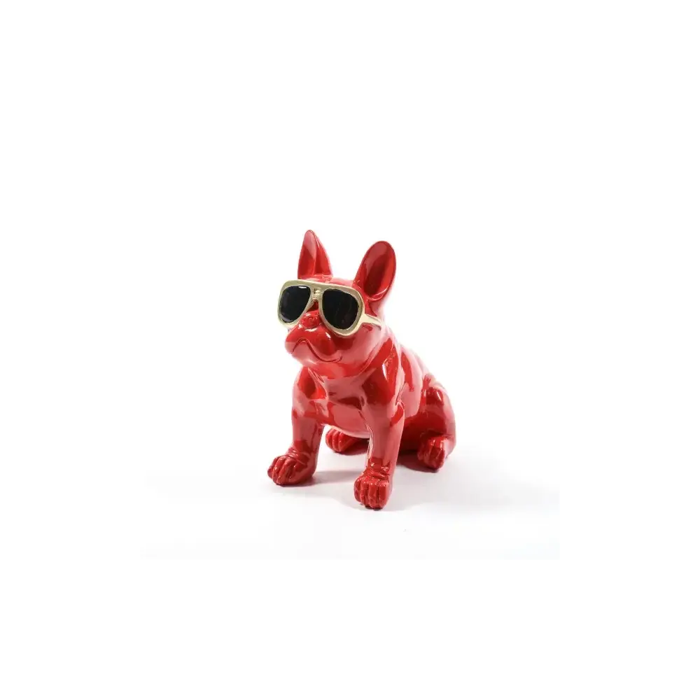 Figura Bulldog Rosso 13x21x22cm Resina Mercury
