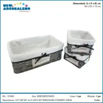 Cestino Home Vimini Grigio New Arcobaleno