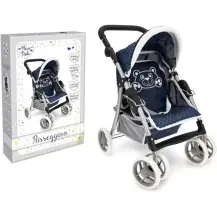 Passeggino Blu per Bambole con Orsetto Struttura in Metallo Teorema